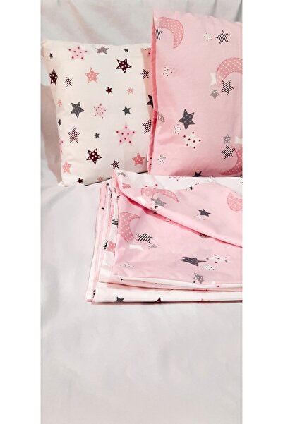 Amineli Park Beşik Bebek Nevresim Takımı Pembe Ay Dedeli Nevresim 70x120 Çarş...