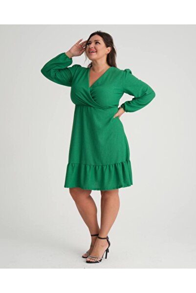 Butik Nilyam Γυναικείο μακρυμάνικο φόρεμα με διπλό στήθος 22015 πράσινο