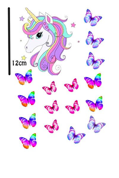 Lyroni Yenilebilir Şeker Kağıt Tek Boynuzlu At Unicorn Temalı Pasta Süsleme