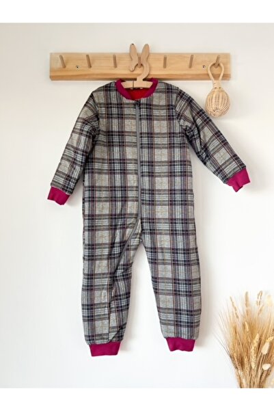 KEY KIDS Gray Plaid Pattern Cotton Leged Children's Sleeping Bag