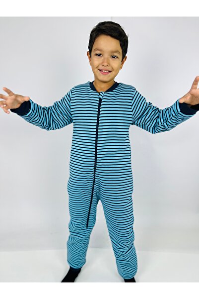 KEY KIDS حقيبة نوم للأطفال ذات أرجل قطنية مخططة أفقية باللون الفيروزي مقاس 2....