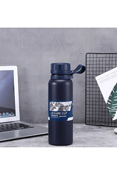 NEALIRSANUCUZ ترمس ستانلس ستيل باللون الأزرق الداكن 800 مل