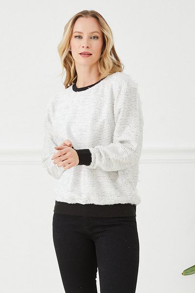 DHDmoda Crew Neck Feather Sweater