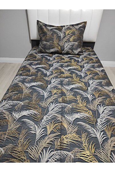 Evcimenhome Tek Kişilik Yatak Örtüsü Seti Pamuklu 1 Adet Yastık Kılıflı 160x230 Palmiye