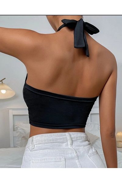 f-maskfashion CROP DETALIAT PE BUST NEGRU