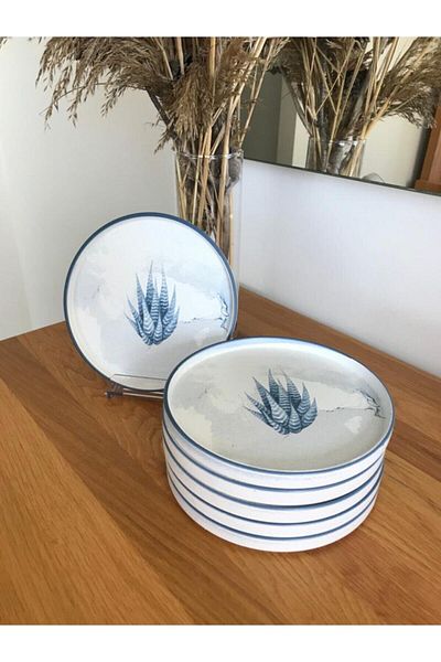 Keramika 21 Cm Blue Magic Stackable Cactus Serving Plate 6 Pieces
