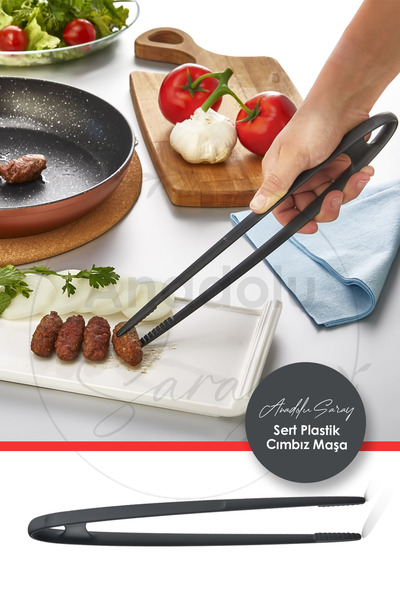Anadolu Saray Çarşısı Practical Fireproof Non-Stick Hard Plastic Tweezers Tongs Resistant to 220 Degrees - 1 Piece