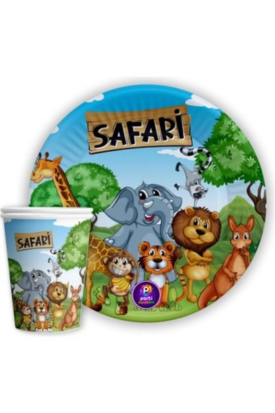 Generic Brand كوب صحن سفاري 8 قطع