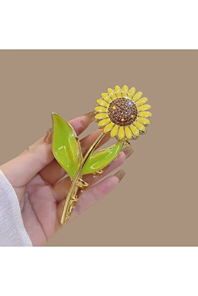 GÜLPEŞE FLOARE-Soarelui DIMENSIUNE MARE CATARAMA METAL AUR