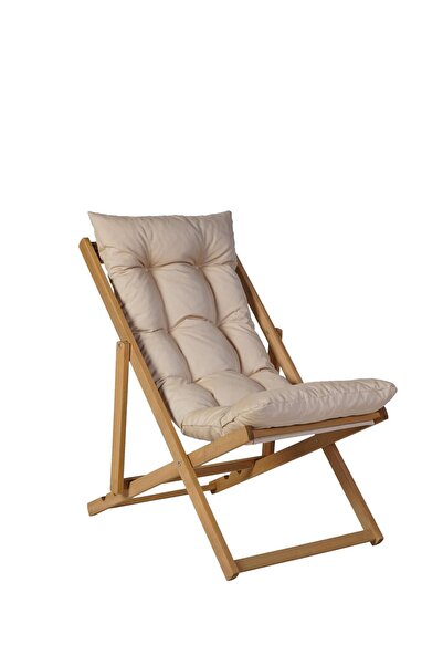 CMS SANDALYE Ahşap Katlanır Minderli Roza Şezlong Cms