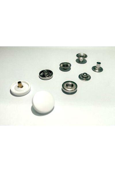 trimist 15 Mm White Plastic Cover 4-Piece Snap Set (BOTTOM PARTS 12.5 MM) - Stainless Steel - Nickel- 100 Sets