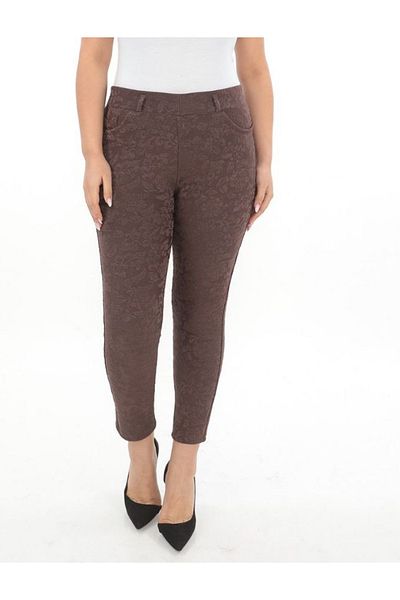 AKŞEN GİYİM Large Size High Waist Full Lycra One Size Slimming Magic Jacquard Fabric Trousers