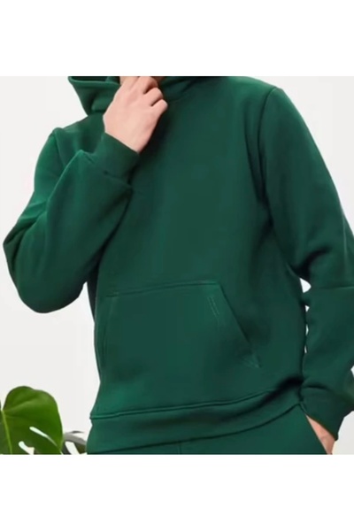 Erkek düz kapüşonlu oversize 3 iplik şardonlu hoodie sweatshirt