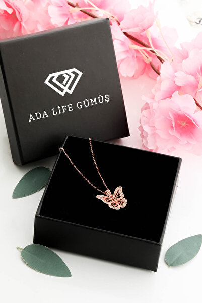ADA LİFE GÜMÜŞ 925 Ayar Gümüş Zirkon Taşlı Kelebek Model Gümüş Kolye(ÖZEL KUT...