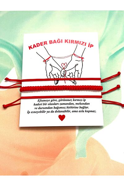 Farah Butik Unisex Link of Destiny Red Thread - Pack of 2 Macrame Detailed-Luck Bracelet-Couple Bracelet