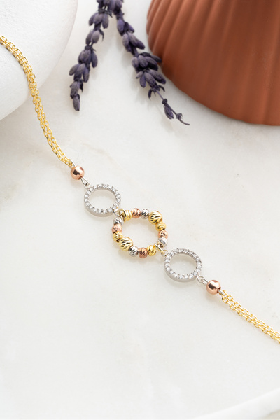 Nereze 925 Ayar Gümüş Dorika Toplu 3 Halka Model Bileklik