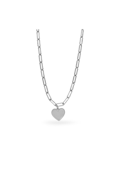 Silveranka 925 Ayar Gümüş Ataç Zincirli Kalp Kolye