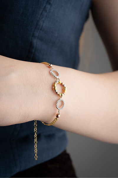 Nereze 925 Ayar Gümüş Dorika Toplu 3 Halka Model Bileklik