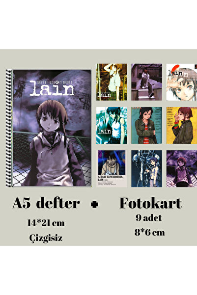 animeandyourworld Serial experiments lain Defter A5 boyutu + 9 adet fotokart ...