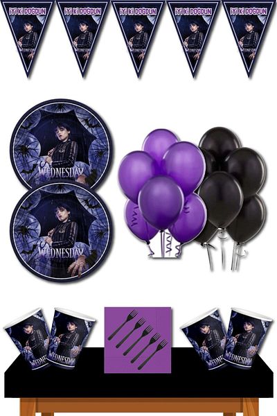 Parti Furyası Wednesday Birthday Concept 32-Person Wednesday birthday set economic