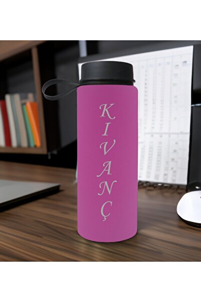 Bk Gift Kişiye Özel İsimli Pembe Renkli Cam Matara 500ml, Sevgiliye, Arkadaşa...