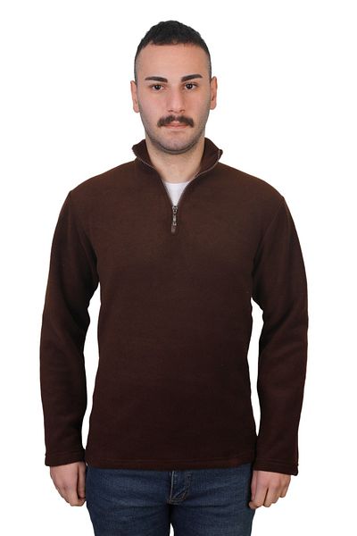 DİVİSTA Brown Colored Long Sleeve Collar Zippered Fleece Unisex
