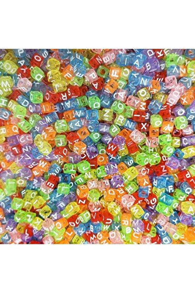 Bijumix Aksesuar Küp Harf Boncuk 6mm Karışık Renkli Şeffaf ~25 Gram (155-160 ...
