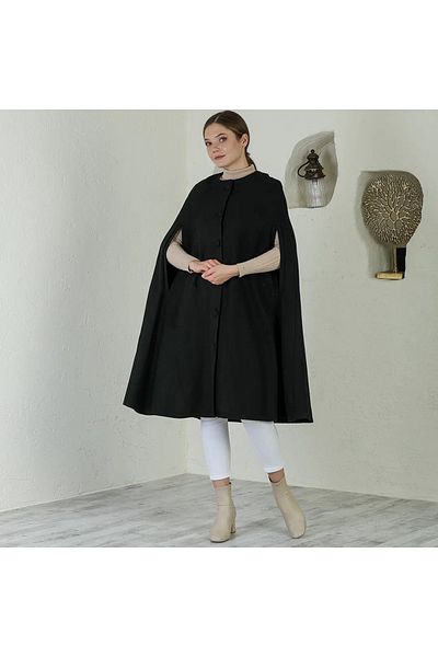 ensade owersize molded buttoned knitted cape stampede