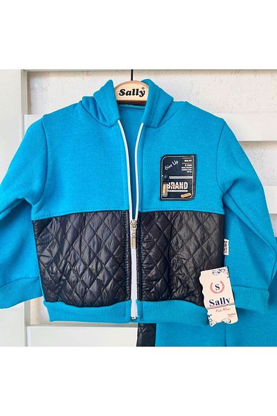 sally baby 3 Thread Winter Hooded Inside, Quilted Detail, Accessory, Zippered, Hooded Top and Bottom Set