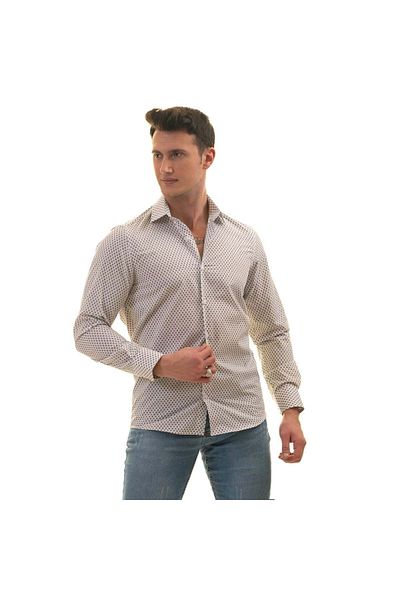 Exve Exclusive Cămașă Slim Fit cu imprimeu digital, albastru bleumarin, gri, pe alb
