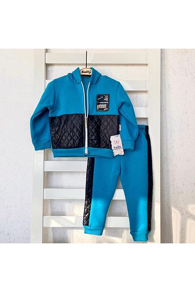 sally baby 3 Thread Winter Hooded Inside, Quilted Detail, Accessory, Zippered, Hooded Top and Bottom Set