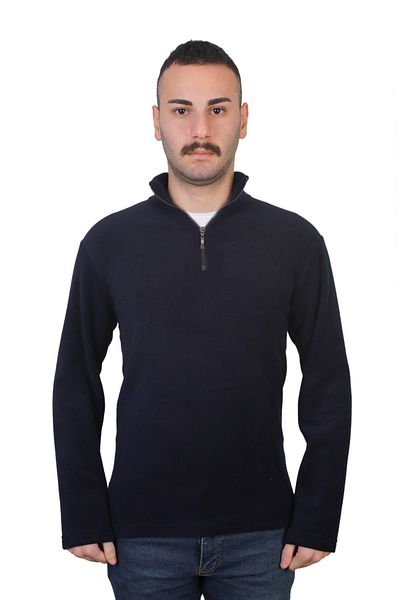DİVİSTA Navy Blue Colored Long Sleeve Collar Zippered Fleece Unisex