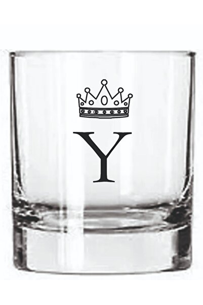 blackbonds Single Crowned Y Letter Printed Whiskey and Soft Drink Glass