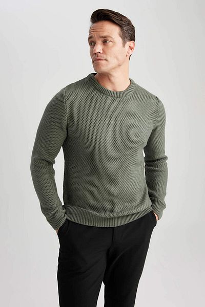 DeFacto Men's Dark Khaki Sweater - X5157Az/Kh412