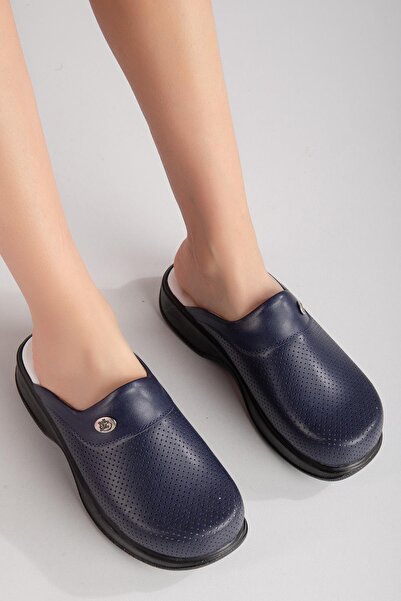 Dr. Mitra Klasik Taban Doktor Hemşire Hastane Aşçı Terliği Desenli 101 Lacivert