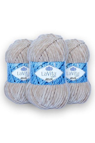 LaVita Yarn Velor Baby 3 Pack Amigurumi Hand Knitting Yarn Taka Yarn (7119-sand)