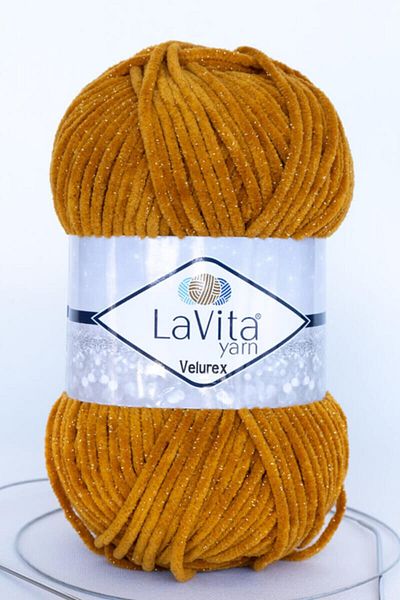 LaVita Yarn Velurex Baby Glitter Velvet Amigurumi Hand Knitting Yarn Taka Yarn (7108-HARDAL)