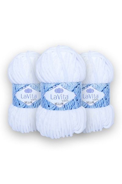 LaVita Yarn Velur Baby 3 Pack Amigurumi Πλεκτό Χέρι Σχοινί Taka Yarn 1002-opticwhite