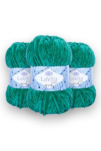 LaVita Yarn Velur Baby 3 Pack Amigurumi Πλεκτό Χέρι Σπάτσο Taka Yarn (8122-benetton Green)