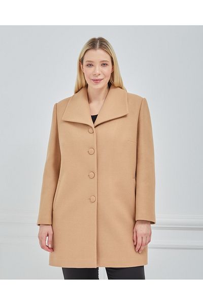 Fagi Women's Plus Size Camel Handkerchief Collar Coat