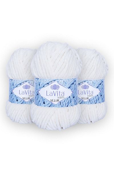 LaVita Yarn Velor Baby 3 Pack Amigurumi Hand Knitting Yarn Taka Yarn (1011-cream)