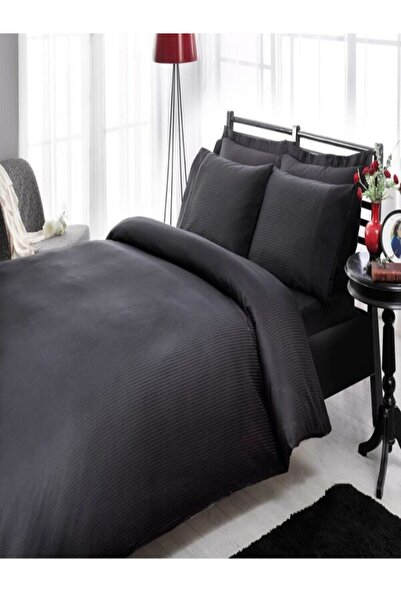 Taç Premium Basic Duvet Cover Set Stripe King Black