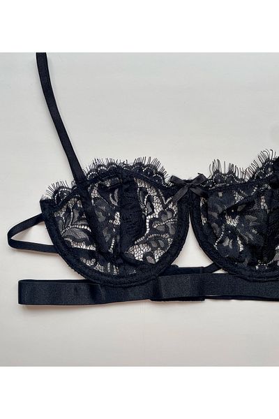 Loula Dark Side Black Lace Brode Σετ/Σετ εσωρούχων / δαντελένιο σετ / σετ brode / σουτιέν