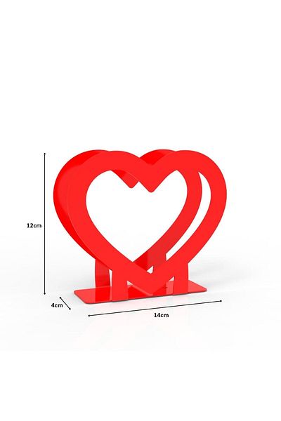 decorelax Romantic Tableways Indispensable: Heart Themed Metal Napkin Holder Red