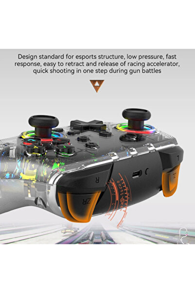 VOOKA Rgb Kablosuz Şeffaf Gaming Ps4/Ps3/Pc/Switch/İos Uyumlu Gaming Kol Wirelles Controller Saydam
