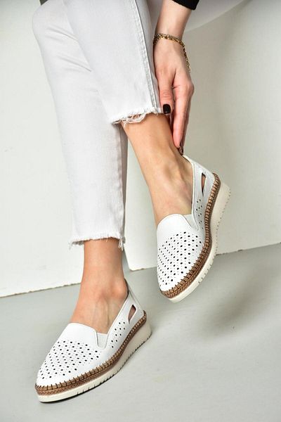 Fox Shoes P555501103 Weiße Damenschuhe aus echtem Leder
