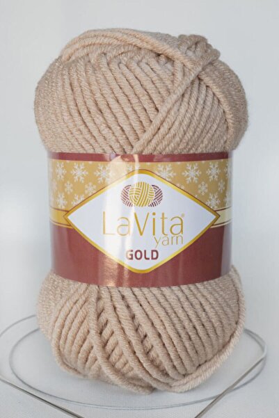 LaVita Yarn Χρυσό χοντρό χειμωνιάτικο νήμα πλεξίματος χειροποίητο (9677-BEJ)