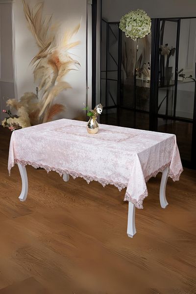 Finezza Pera Lüx Lace Velvet Fabric Powder Tablecloth 160x220 Cm - 1007