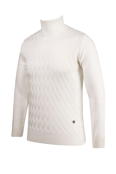 Çizgi Triko Tricotaj pentru bărbați cu gât țesut complet Pulover cu mâneci și talie cu model, cu elasticitate regulată