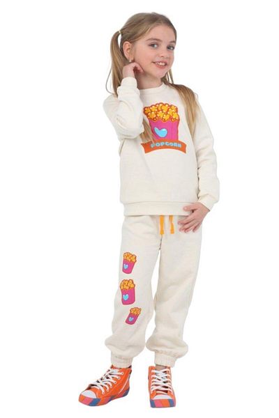 LupiaKids طقم رياضي بناتي من الفشار باللون البيج LP-23WIN-039